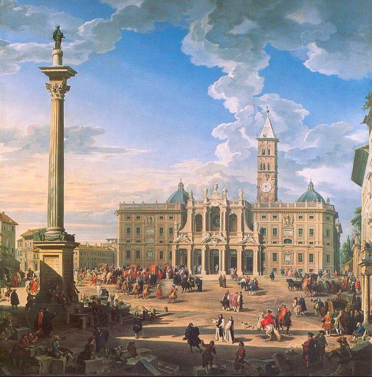 Panini, Giovanni Paolo The Plaza and Church of St. Maria Maggiore oil painting image